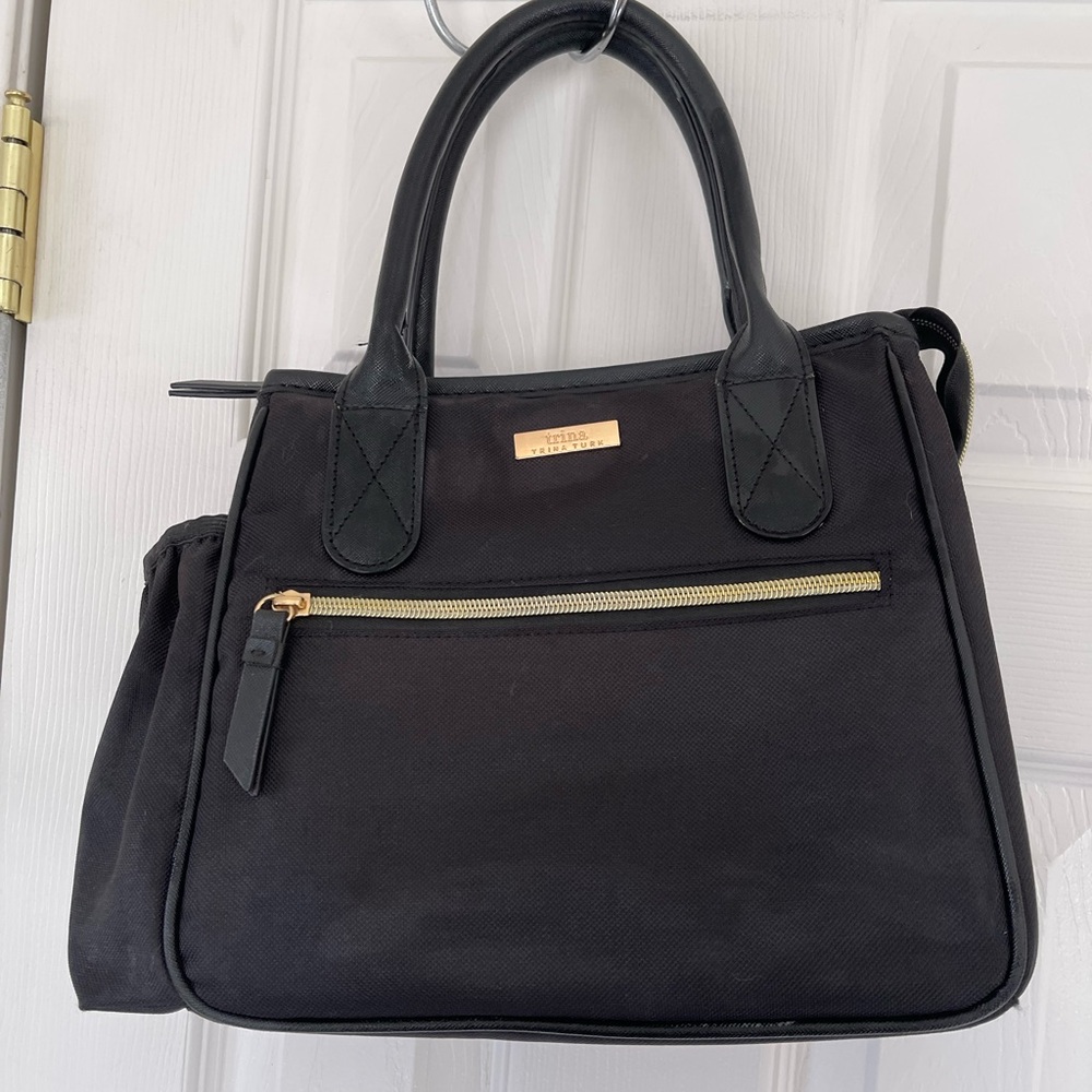 Trina Turk Black Satchel with Gold Zipper